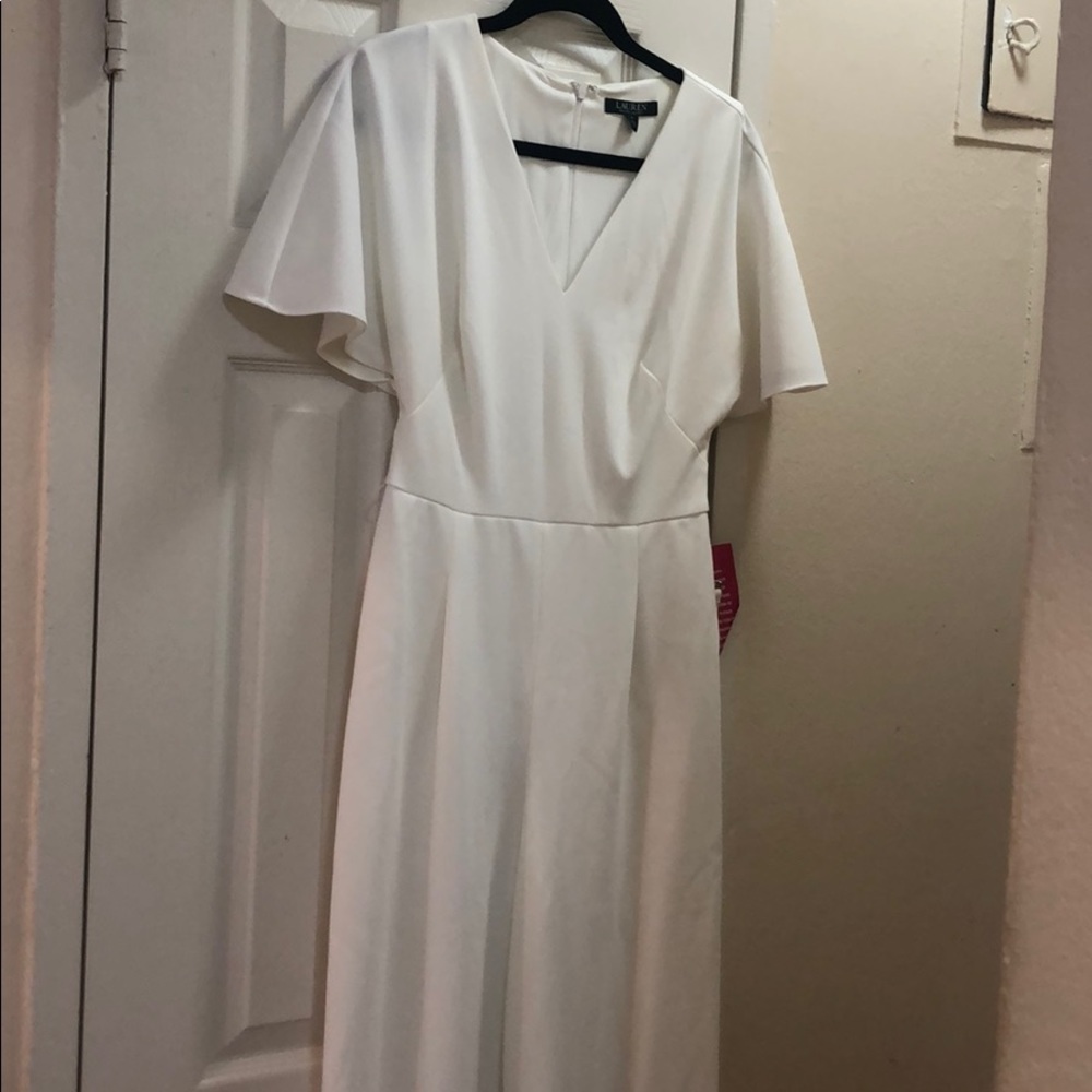 Lauren white jumpsuit with belt